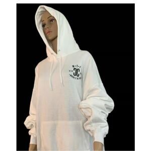 Hanes EcoSmart Men's Size 3X Fleece Hoodie White Reel Legend Fishing Sweatshirt